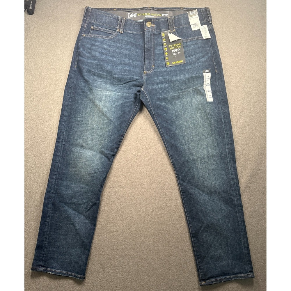 Lee Extreme Motion MVP Jeans Mens Size 40x30 Cobra Blue Slim Straight 102018461